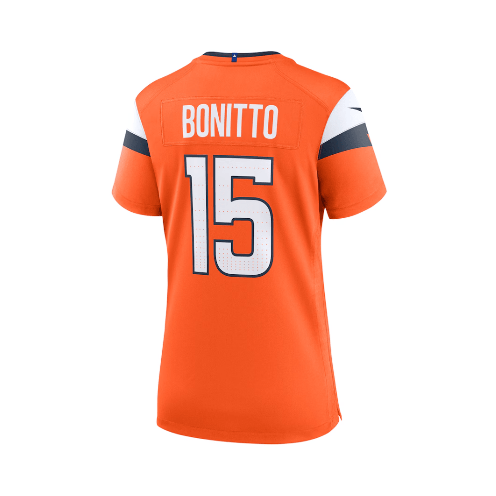 Alternative view of Nik Bonitto 15 Denver Broncos 2025 Pro Bowl Patch Women Game Jersey - Orange JS7866 nicesnker