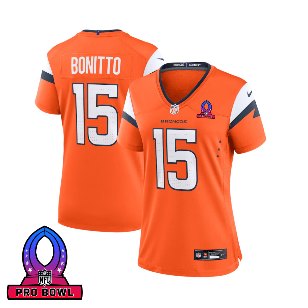 Nik Bonitto 15 Denver Broncos 2025 Pro Bowl Patch Women Game Jersey - Orange JS7866 nicesnker
