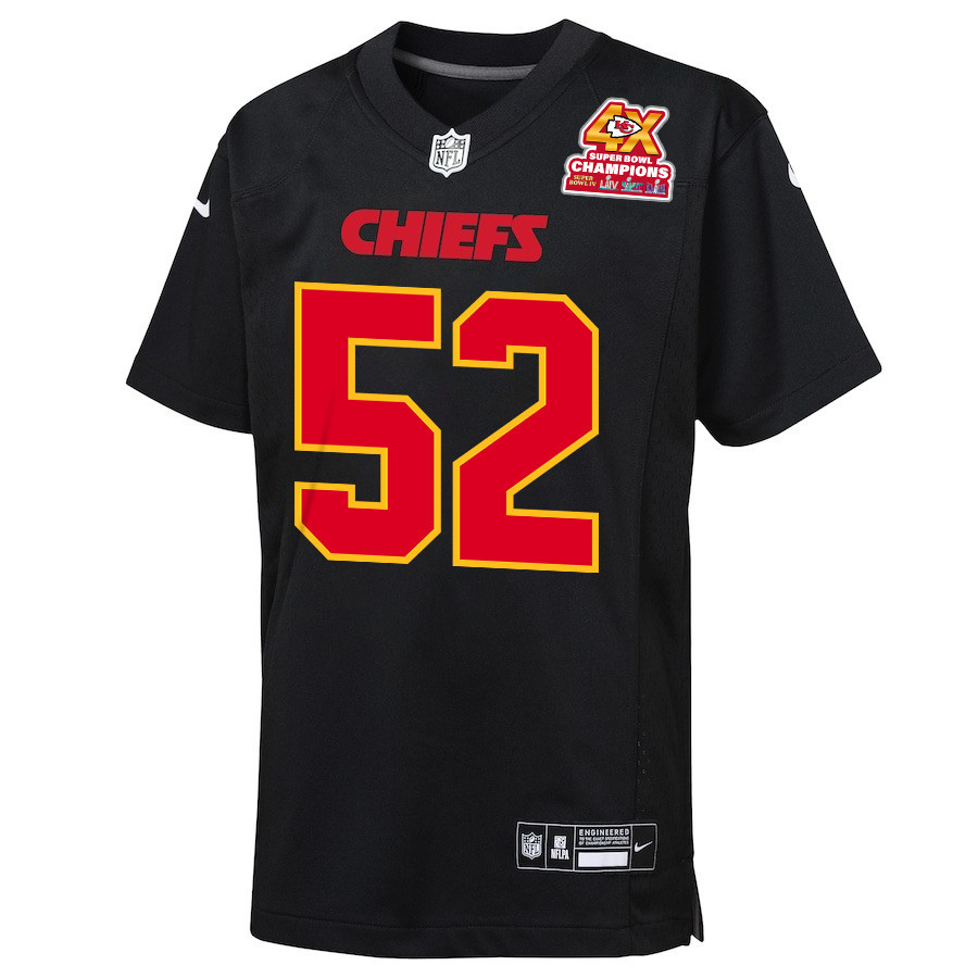 Alternative view of Noah Gray 83 Kansas City Chiefs Super Bowl LVIII Champions 4X Fashion Game YOUTH Jersey - Carbon Black JS8954 nicesnker