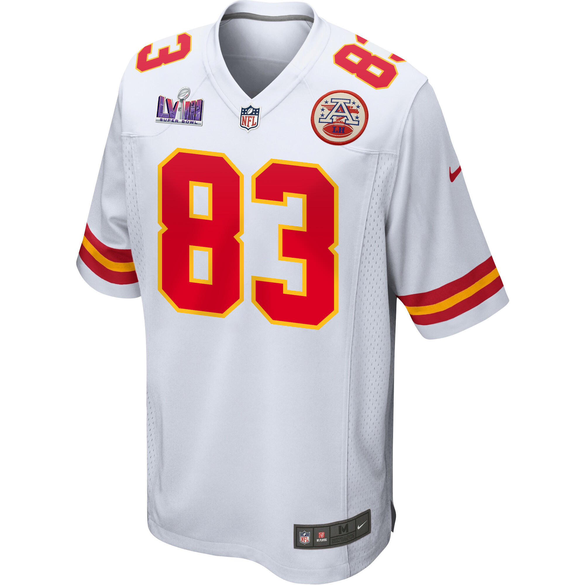 Alternative view of Noah Gray 83 Kansas City Chiefs Super Bowl LVIII Patch Game Men Jersey - White JS7488 nicesnker