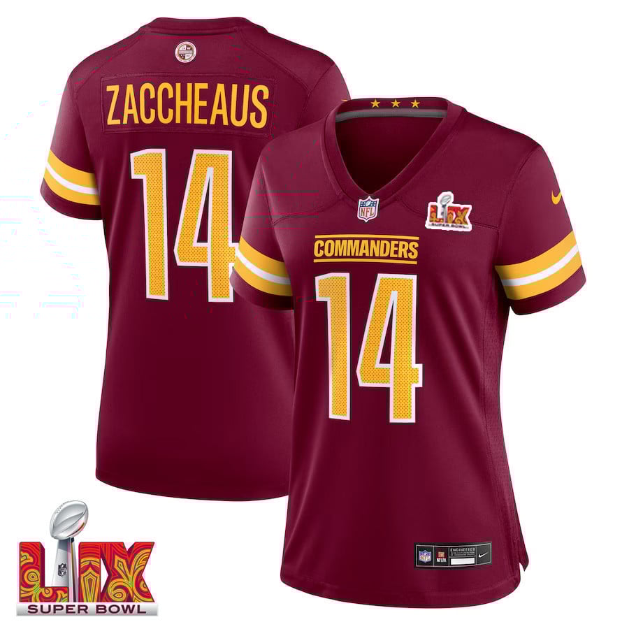 Olamide Zaccheaus #14 Washington Commanders Super Bowl LIX Women's Jersey - Burgundy JS9279 nicesnker