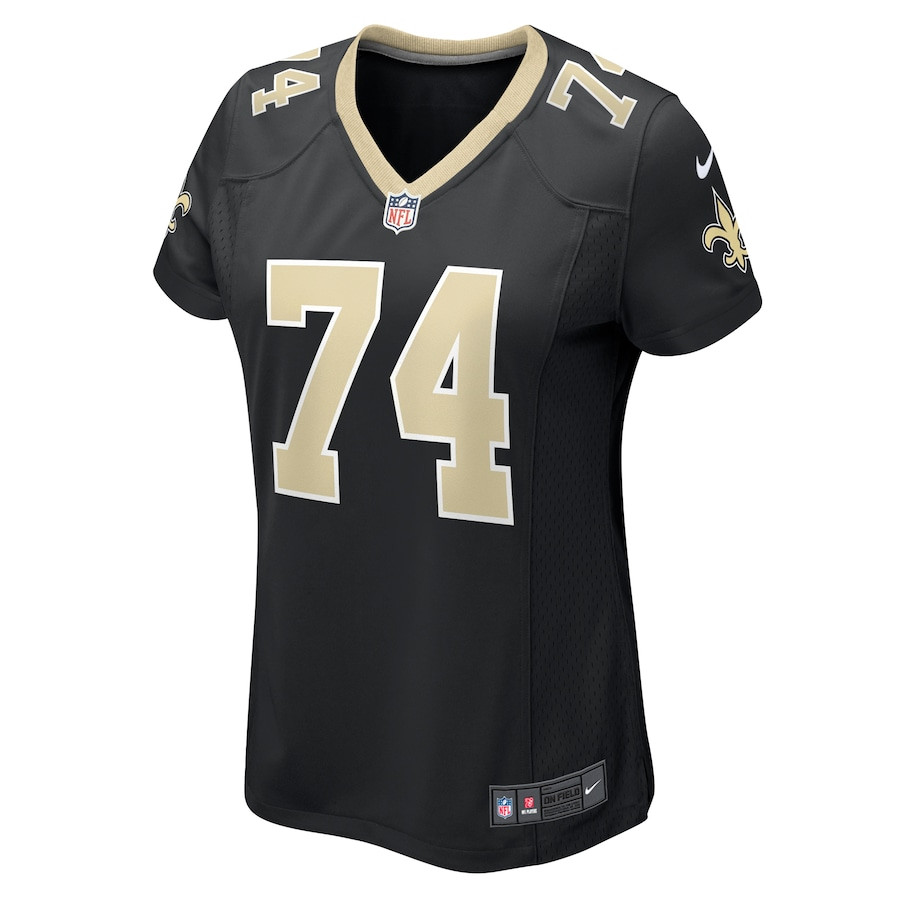 Alternative view of Olisaemeka Udoh 74 New Orleans Saints Women's Game Jersey - Black JS6438 nicesnker