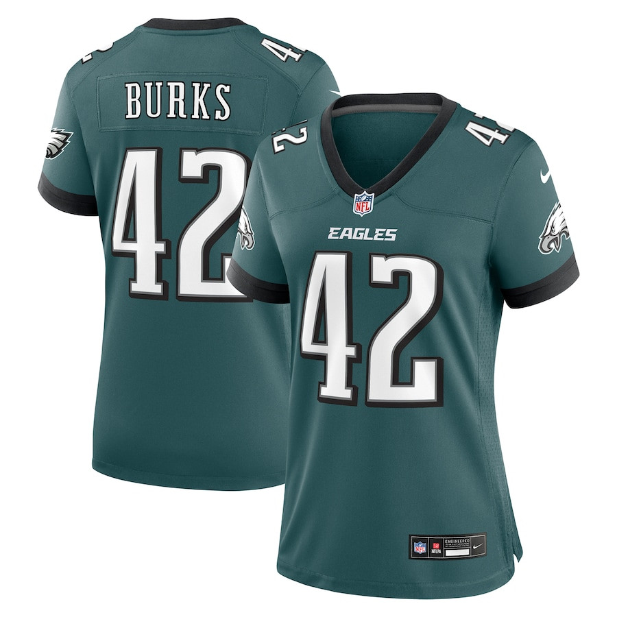 Oren Burks 42 Philadelphia Eagles Women Game Jersey - Midnight Green JS8360 nicesnker