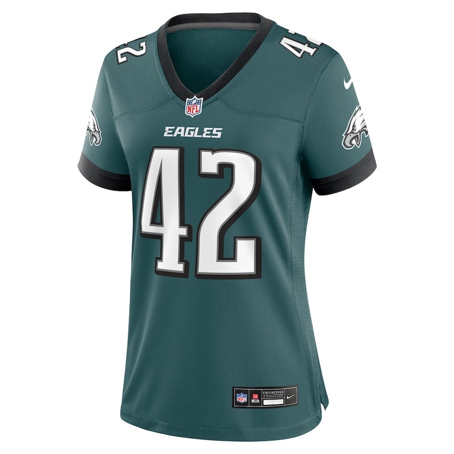 Alternative view of Oren Burks 42 Philadelphia Eagles Women Game Jersey - Midnight Green JS8360 nicesnker