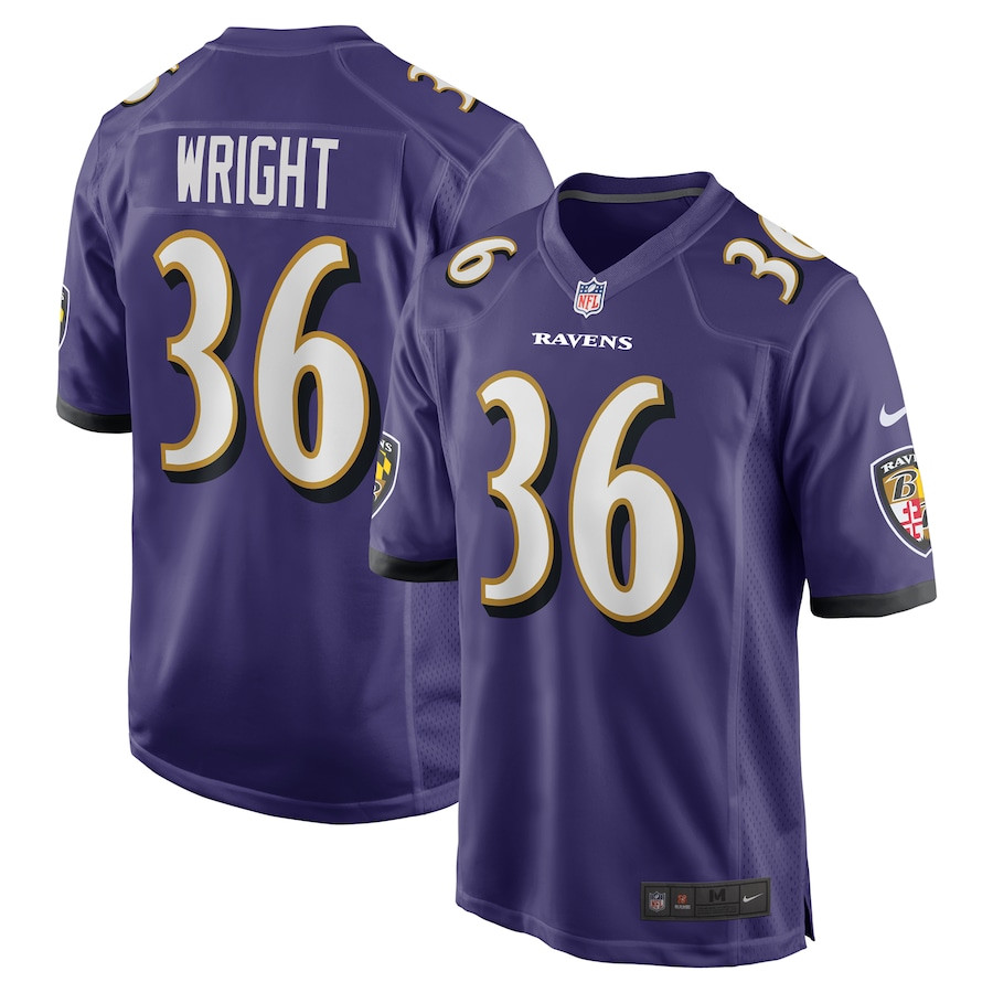 Owen Wright 36 Baltimore Ravens Team Game Men Jersey - Purple JS1133 nicesnker