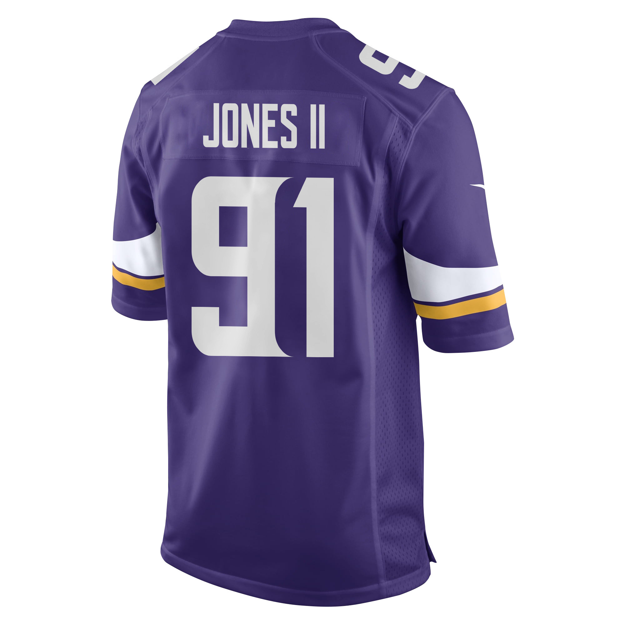 Alternative view of Pat Jones II 91 Minnesota Vikings Super Bowl LIX New Orleans Patch Game Men Jersey - Purple JS8809 nicesnker