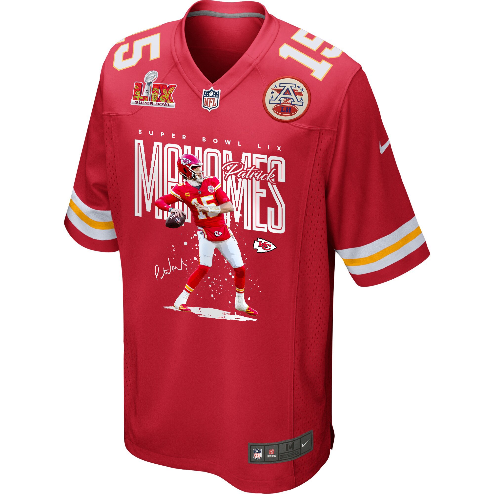 Alternative view of Patrick Mahomes 15 Kansas City Chiefs Throw The Ball Game Men Jersey - Red JS4431 nicesnker