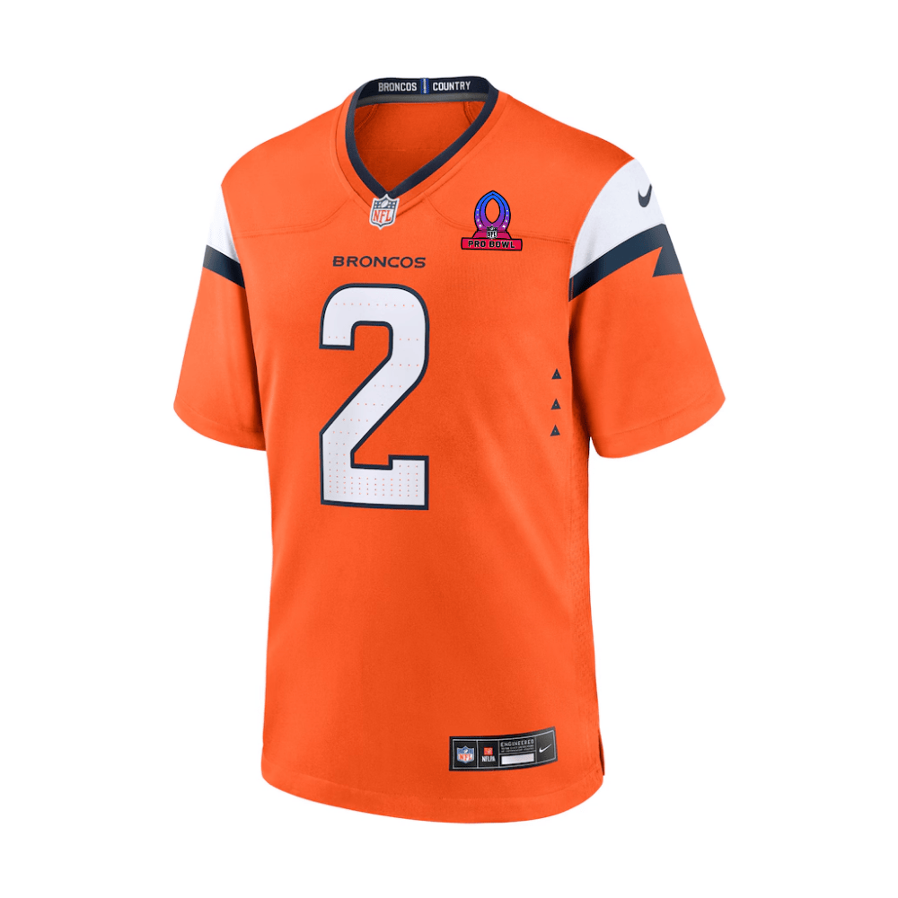 Alternative view of Patrick Surtain II 2 Denver Broncos 2025 Pro Bowl Patch Game Men Jersey - Orange JS6728 nicesnker