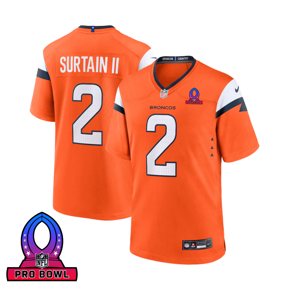 Patrick Surtain II 2 Denver Broncos 2025 Pro Bowl Patch Game Men Jersey - Orange JS6728 nicesnker