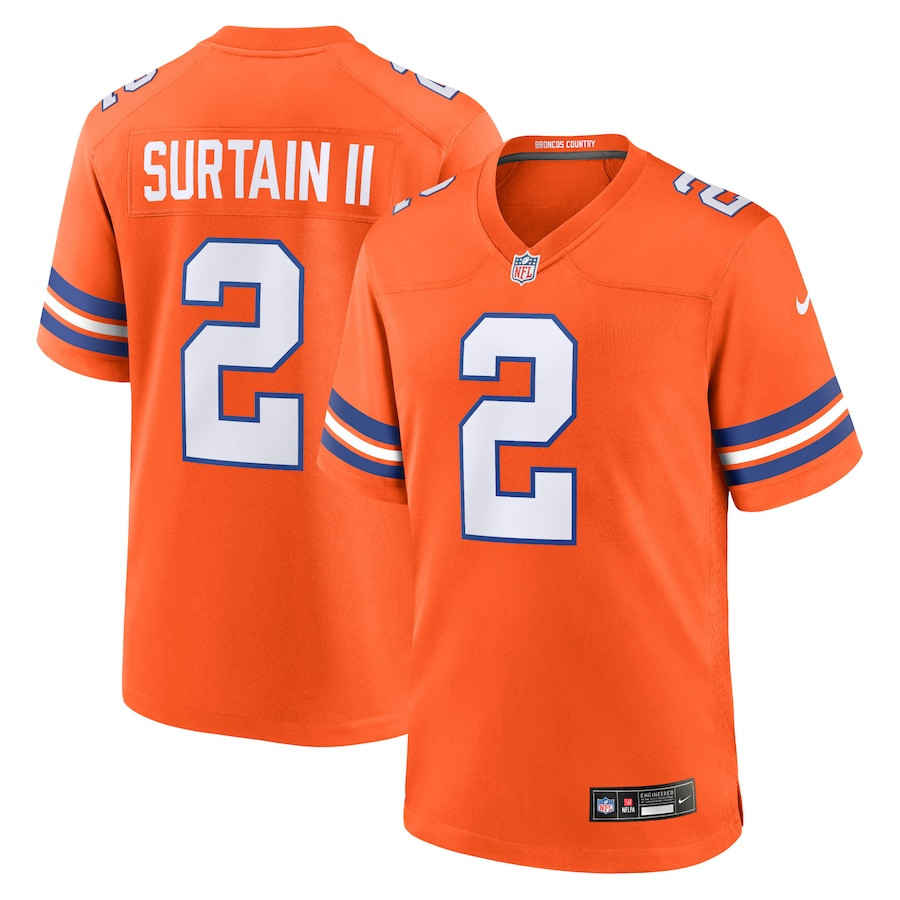 Patrick Surtain II 2 Denver Broncos Mile High Collection 1977 Throwback Player Game Men Jersey - Orange JS8584 nicesnker