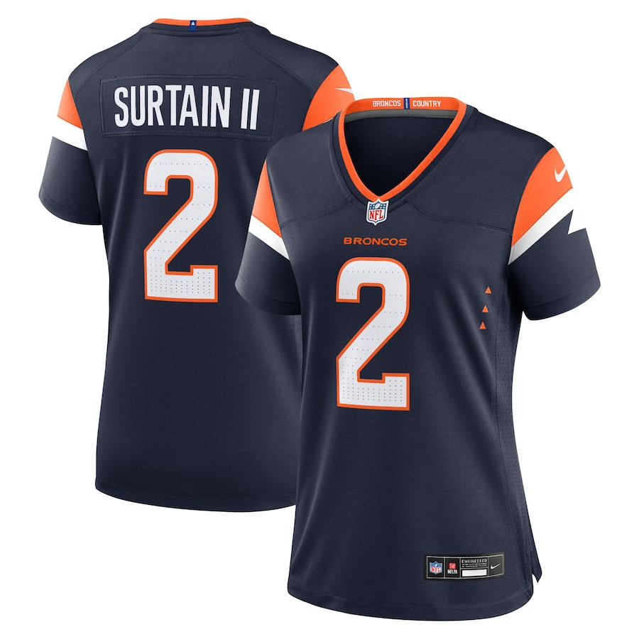 Patrick Surtain II 2 Denver Broncos Women Alternate Game Jersey - Navy JS5515 nicesnker