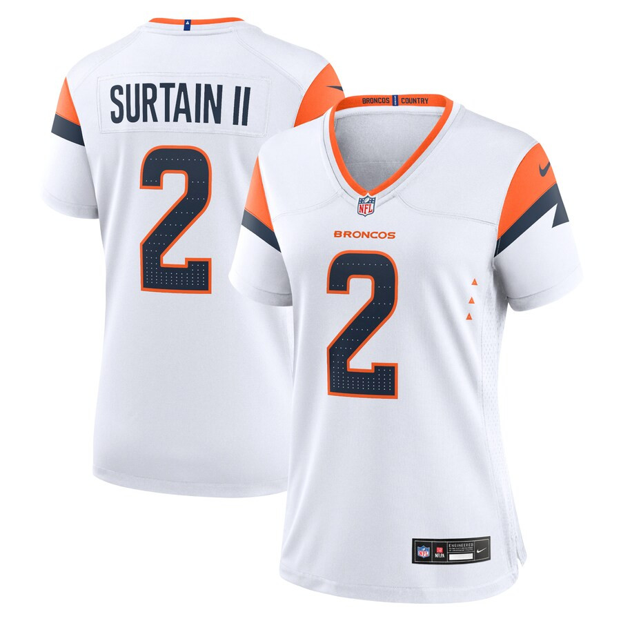 Patrick Surtain II 2 Denver Broncos Women Game Jersey - White JS6004 nicesnker