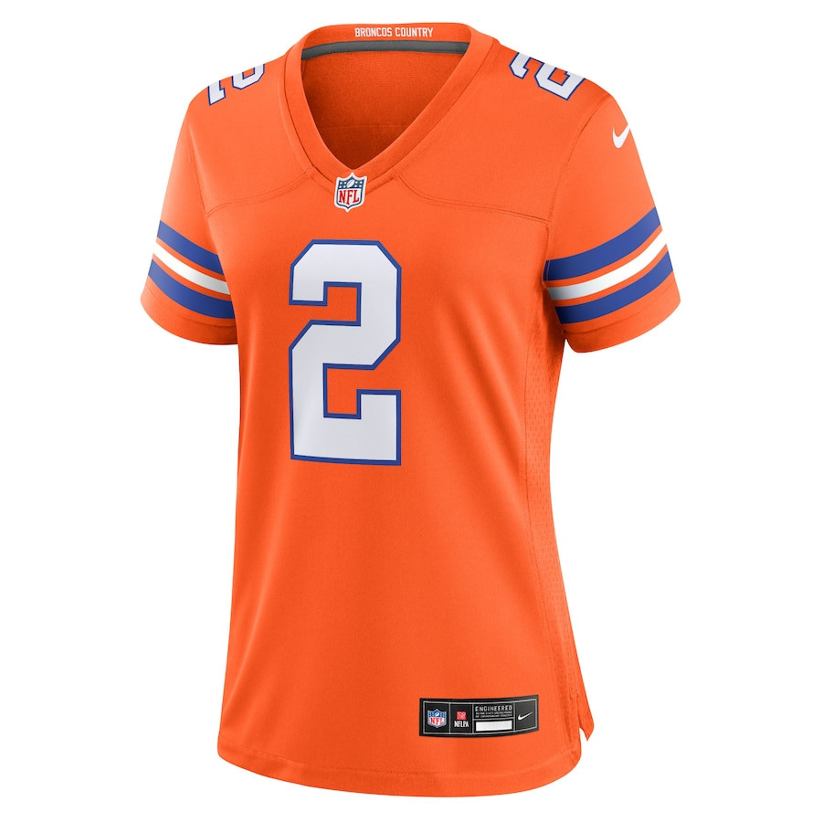 Alternative view of Patrick Surtain II 2 Denver Broncos Women's Mile High Collection 1977 Throwback Player Game Jersey - Orange JS4949 nicesnker