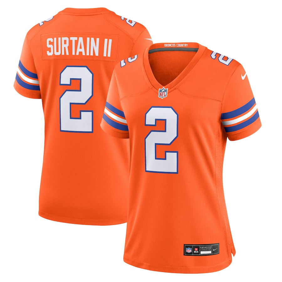Patrick Surtain II 2 Denver Broncos Women's Mile High Collection 1977 Throwback Player Game Jersey - Orange JS4949 nicesnker