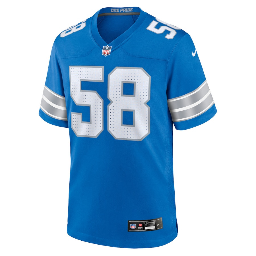 Alternative view of Penei Sewell 58 Detroit Lions Game Jersey - Blue, Men JS6464 nicesnker