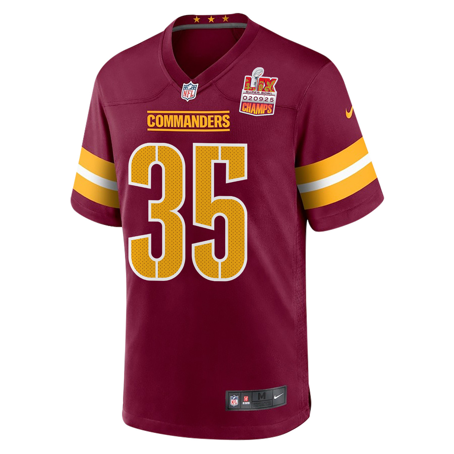 Percy Butler 35 Washington Commanders Super Bowl LIX Champions Patch Game Men Jersey - Burgundy JS2022 nicesnker - Image 3