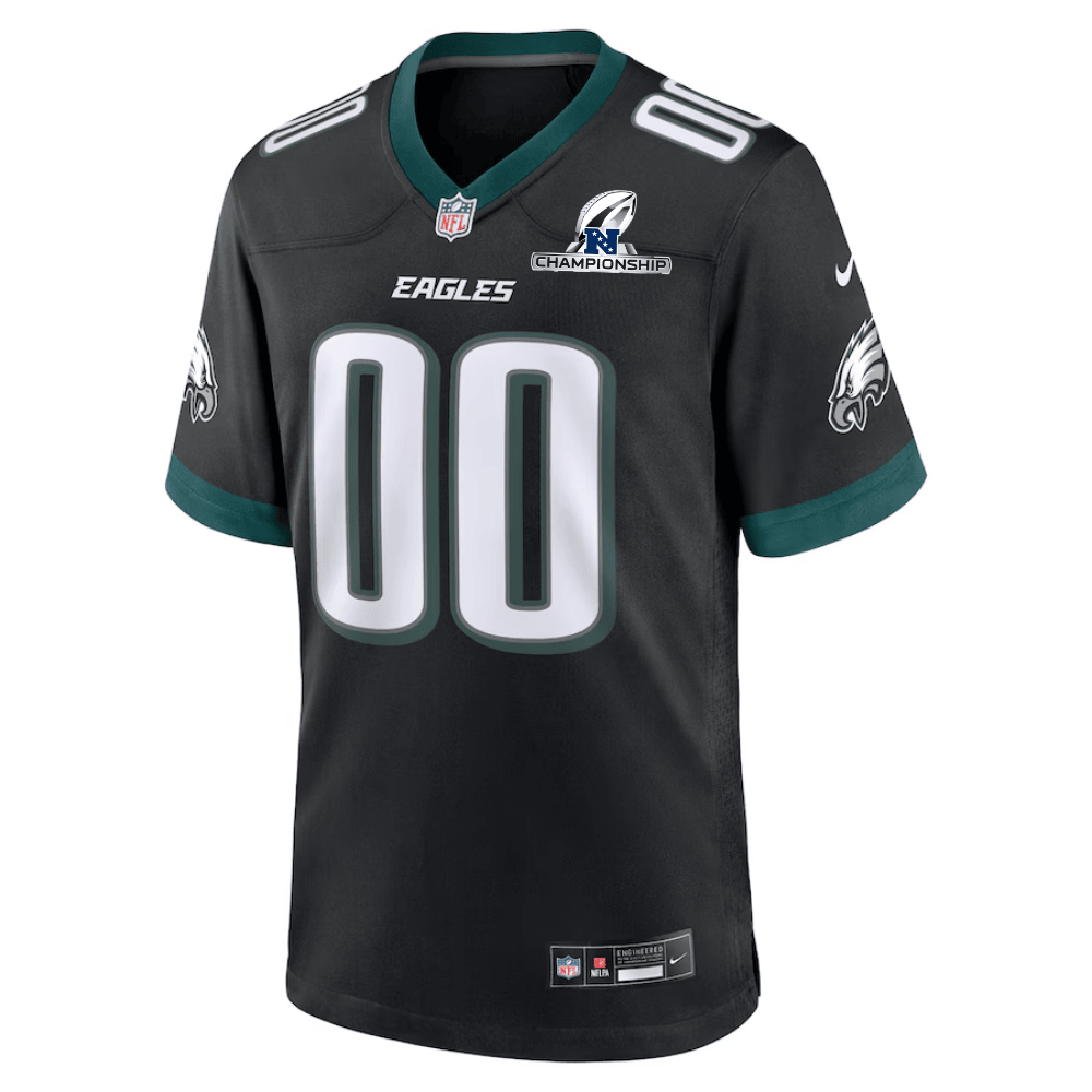 Alternative view of Philadelphia Eagles NFC Championship Patch Alternate Game Men Custom Jersey - Black JS2112 nicesnker