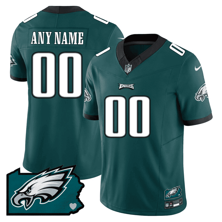 Philadelphia Eagles Pennsylvania State Map Patch Game Men Custom Jersey - Midnight Green JS2029 nicesnker