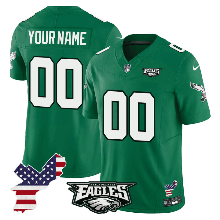 Philadelphia Eagles Philadelphia Patch Game Men Custom Jersey - Kelly Green JS1973 nicesnker