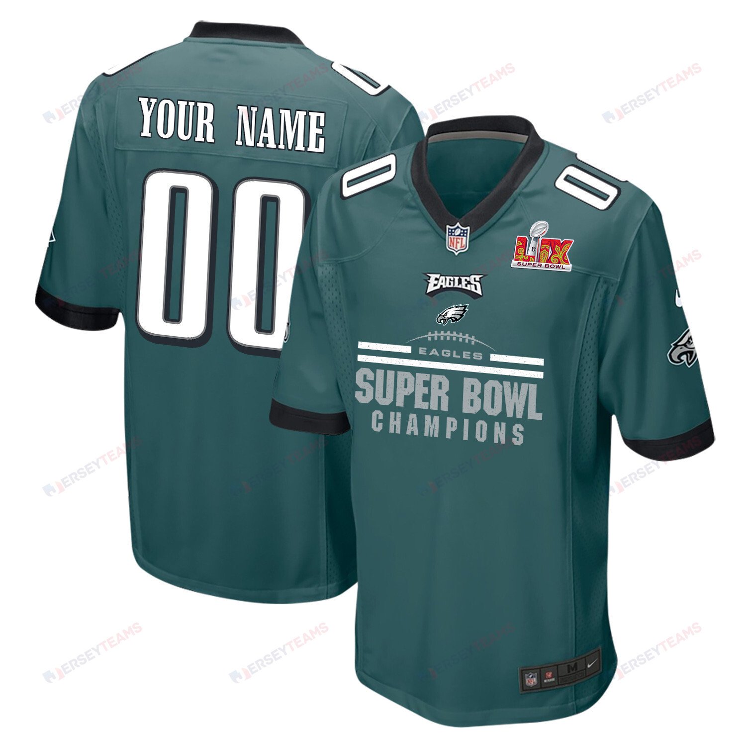 Philadelphia Eagles Super Bowl LIX Champions Ball Game Men Custom Jersey - Midnight Green JS4016 nicesnker