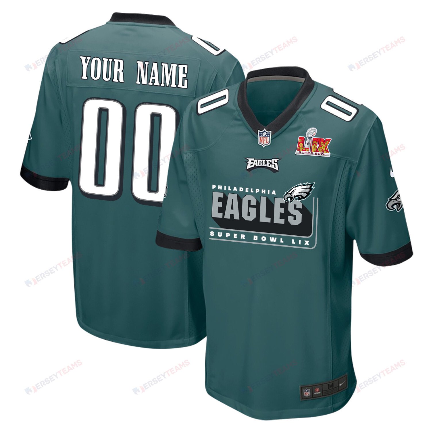 Philadelphia Eagles Super Bowl LIX Champions Big Eagles Game Men Custom Jersey - Midnight Green JS6533 nicesnker