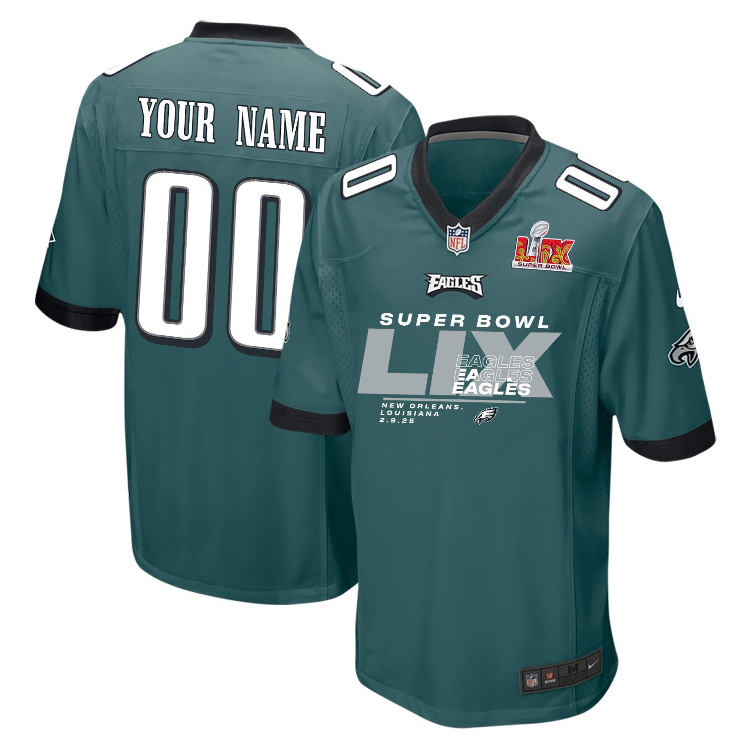Philadelphia Eagles Super Bowl LIX Champions Game Men Jersey - Midnight Green JS2135 nicesnker