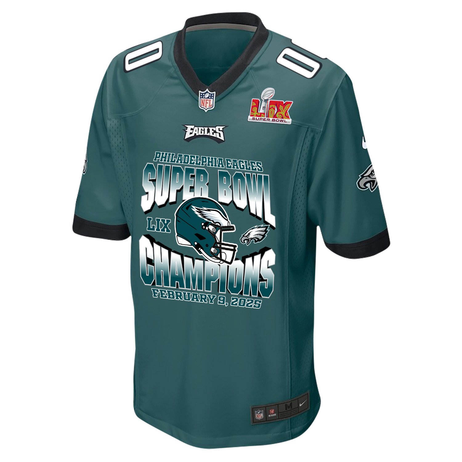 Alternative view of Philadelphia Eagles Super Bowl LIX Champions Helmet Game Men Custom Jersey - Midnight Green JS4332 nicesnker