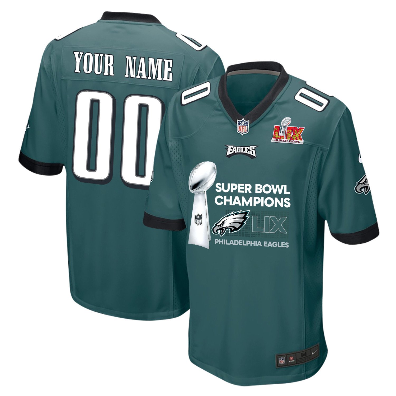 Philadelphia Eagles Super Bowl LIX Champions Locker Room Trophy Collection Game Men Jersey - Midnight Green JS5289 nicesnker