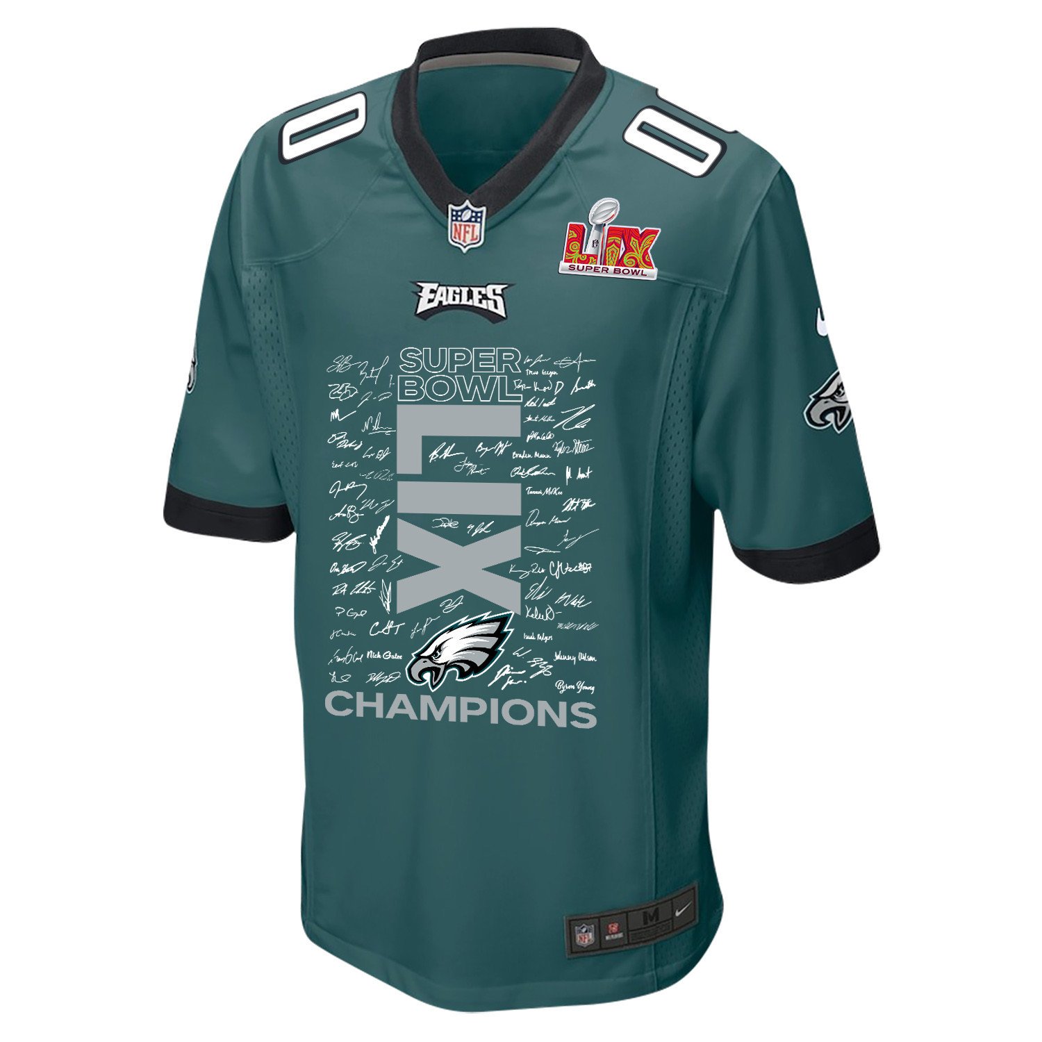 Alternative view of Philadelphia Eagles Super Bowl LIX Champions Roster Autograph Signing Game Men Jersey - Midnight Green JS3914 nicesnker