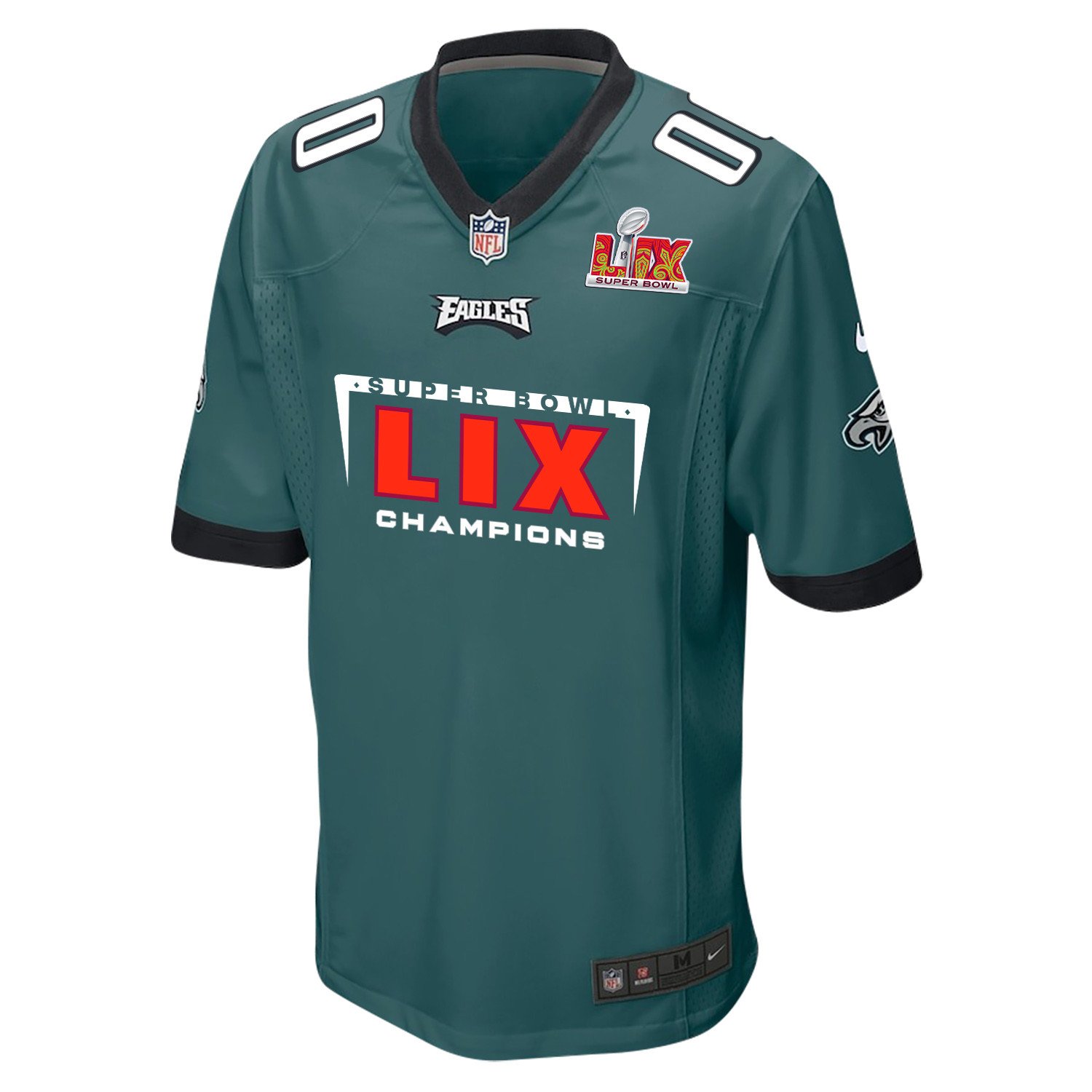 Alternative view of Philadelphia Eagles Super Bowl LIX Champions Simple Style V2 Game Men Custom Jersey - Midnight Green JS4904 nicesnker