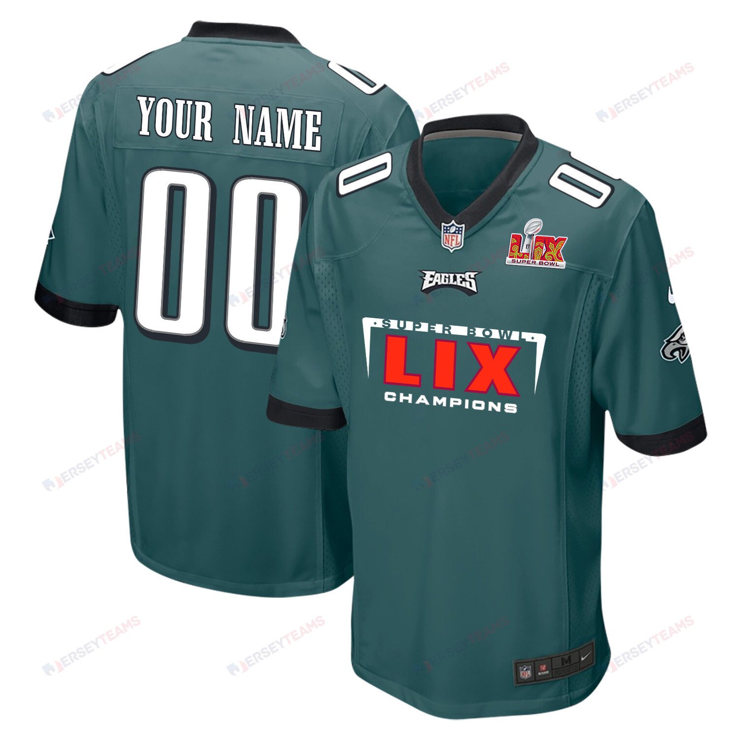 Philadelphia Eagles Super Bowl LIX Champions Simple Style V2 Game Men Custom Jersey - Midnight Green JS4904 nicesnker