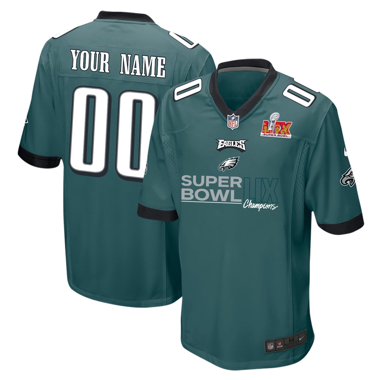 Philadelphia Eagles Super Bowl LIX Champions Under The Lights Game Men Jersey - Midnight Green JS6777 nicesnker