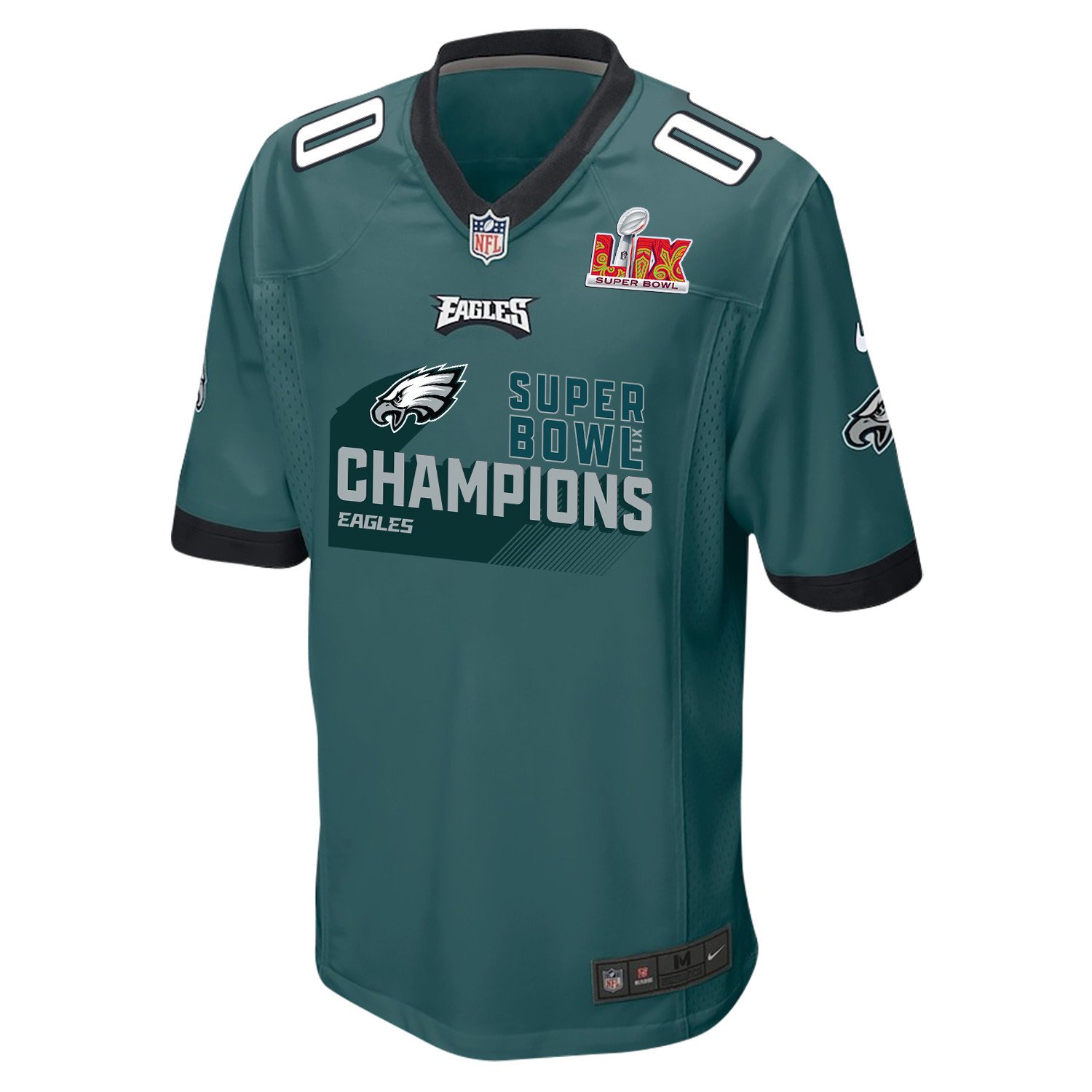 Alternative view of Philadelphia Eagles Super Bowl LIX Champions V4 Game Men Custom Jersey - Midnight Green JS1496 nicesnker