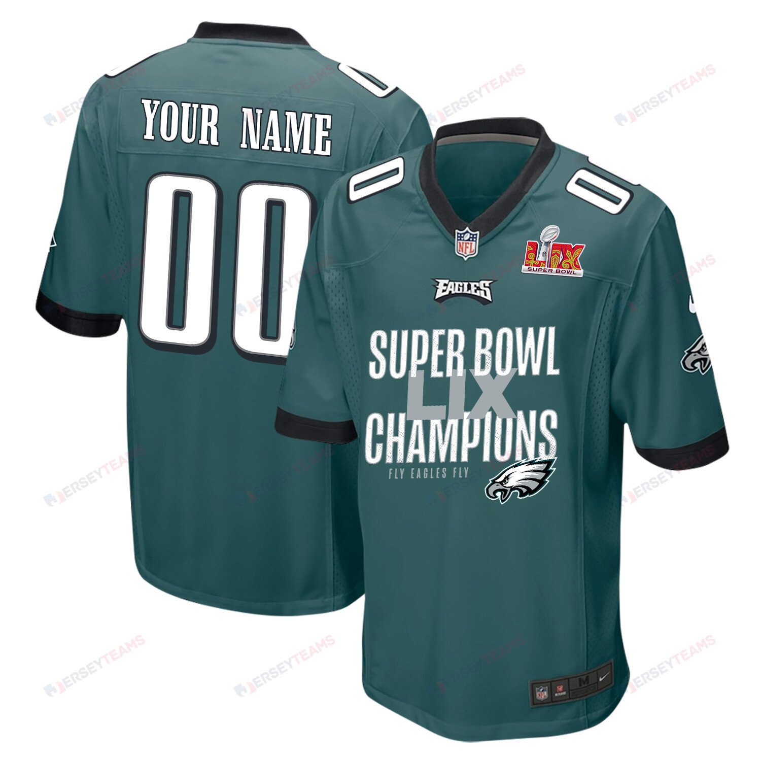 Philadelphia Eagles Super Bowl LIX Champions V5 Game Men Custom Jersey - Midnight Green JS6893 nicesnker