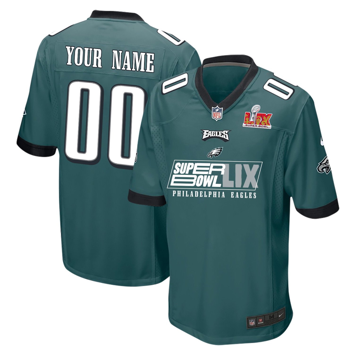 Philadelphia Eagles Super Bowl LIX Game Men Jersey - Midnight Green JS3351 nicesnker