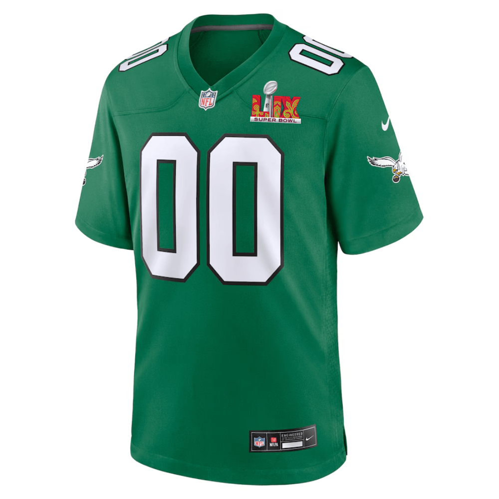 Alternative view of Philadelphia Eagles Super Bowl LIX Patch Alternate Game Men Custom Jersey - Kelly Green JS7208 nicesnker