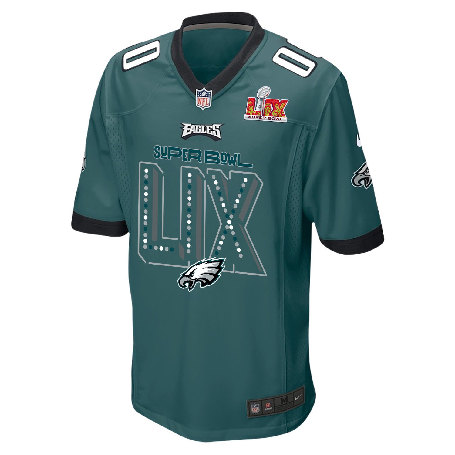 Alternative view of Philadelphia Eagles Super Bowl LIX V2 Game Men Custom Jersey - Midnight Green JS4569 nicesnker