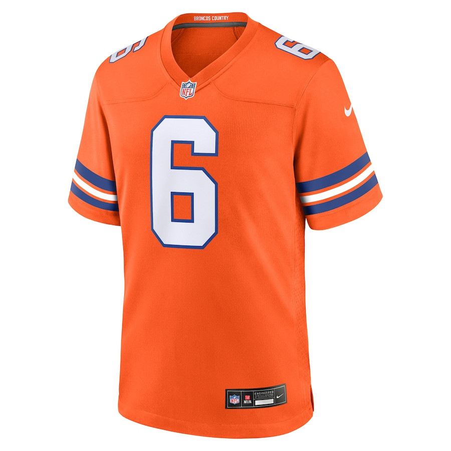 Alternative view of P.J. Locke III 6 Denver Broncos Mile High Collection 1977 Throwback Player Game Men Jersey - Orange JS7569 nicesnker