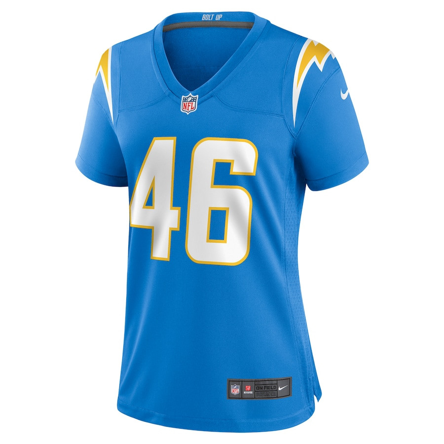 Alternative view of Praise Olatoke 46 Los Angeles Chargers Women's Game Jersey - Powder Blue JS9635 nicesnker