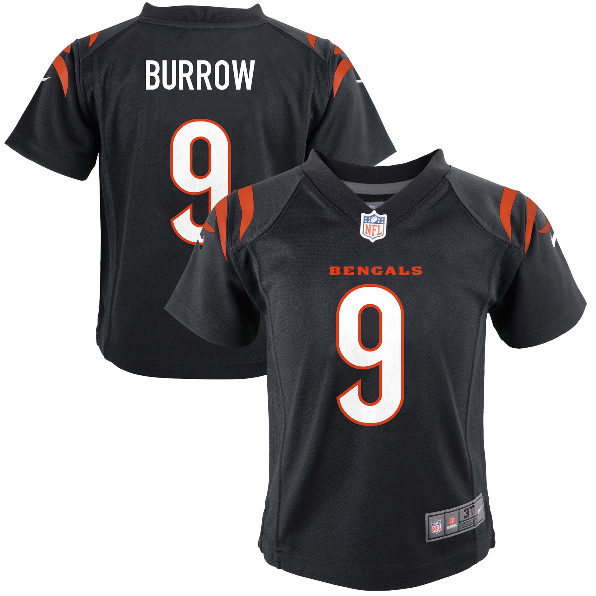 Preschool Cincinnati Bengals Joe Burrow Black Game Jersey JS3010 nicesnker