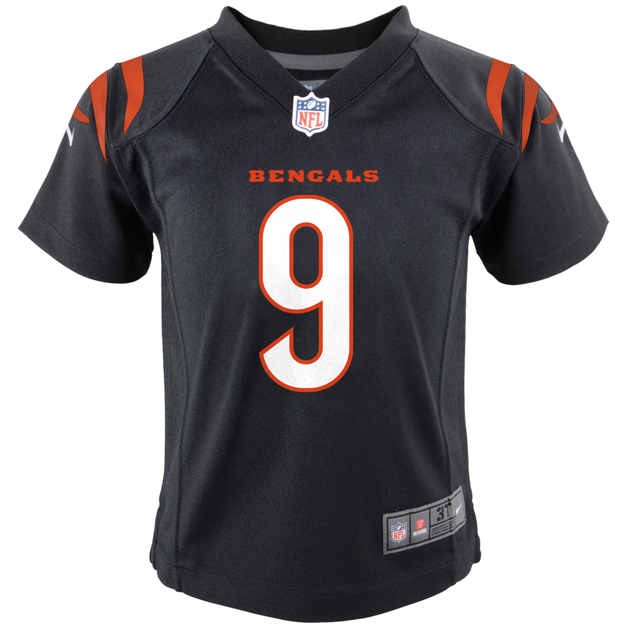 Alternative view of Preschool Cincinnati Bengals Joe Burrow Black Game Jersey JS3010 nicesnker