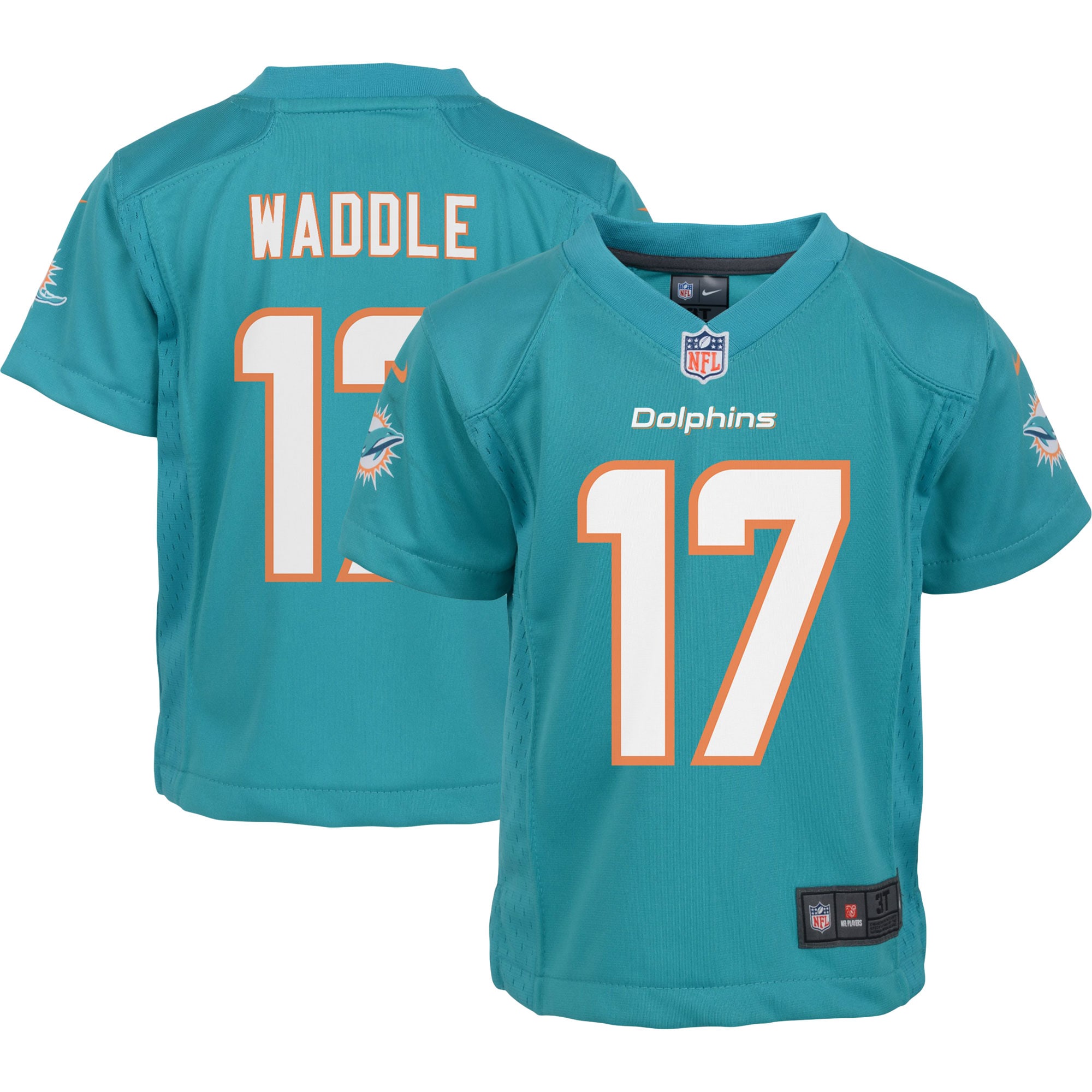 Preschool Miami Dolphins Jaylen Waddle Aqua Game Jersey JS3929 nicesnker