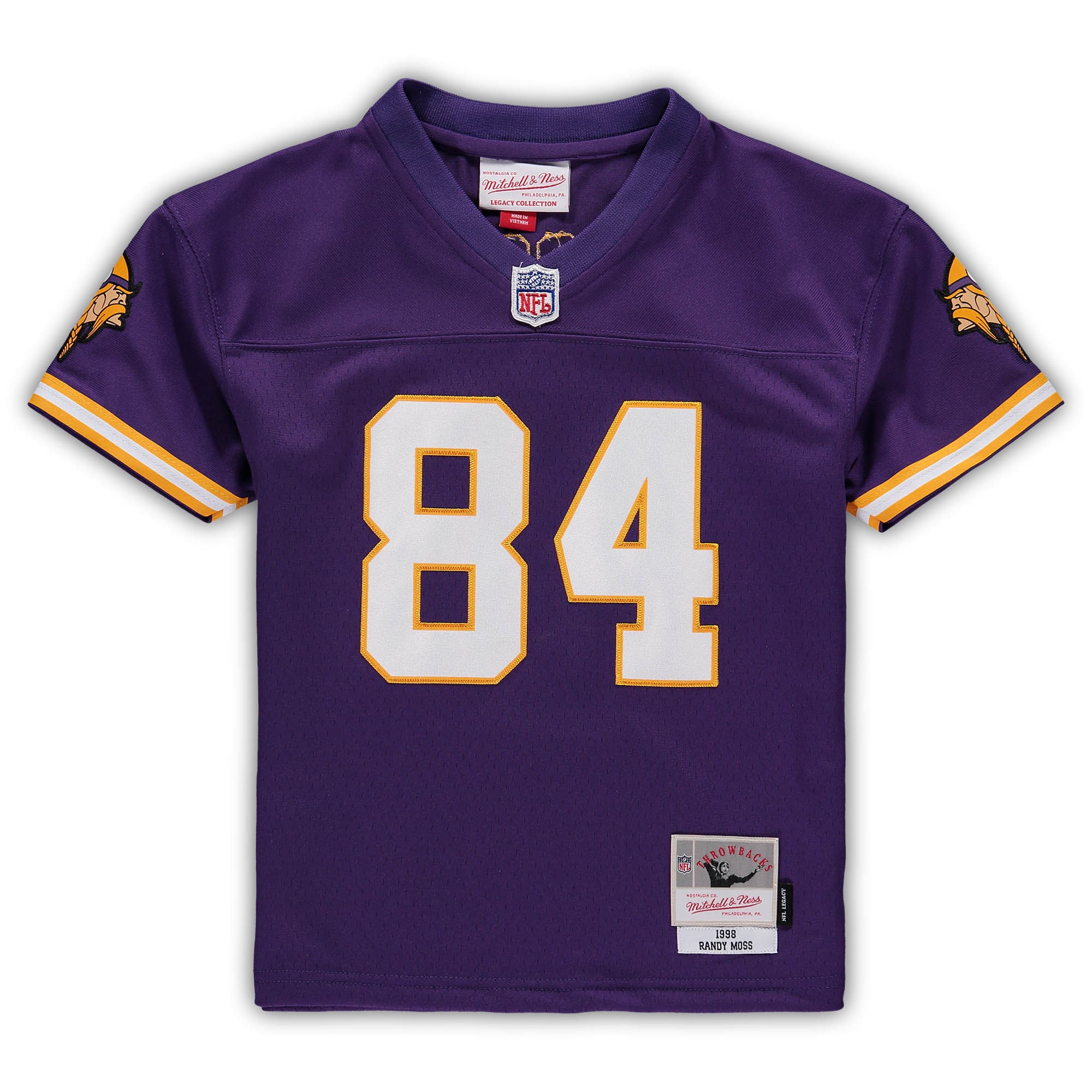 Alternative view of Preschool Minnesota Vikings Randy Moss Mitchell & Ness Purple 1998 Retired Legacy Jersey JS8439 nicesnker