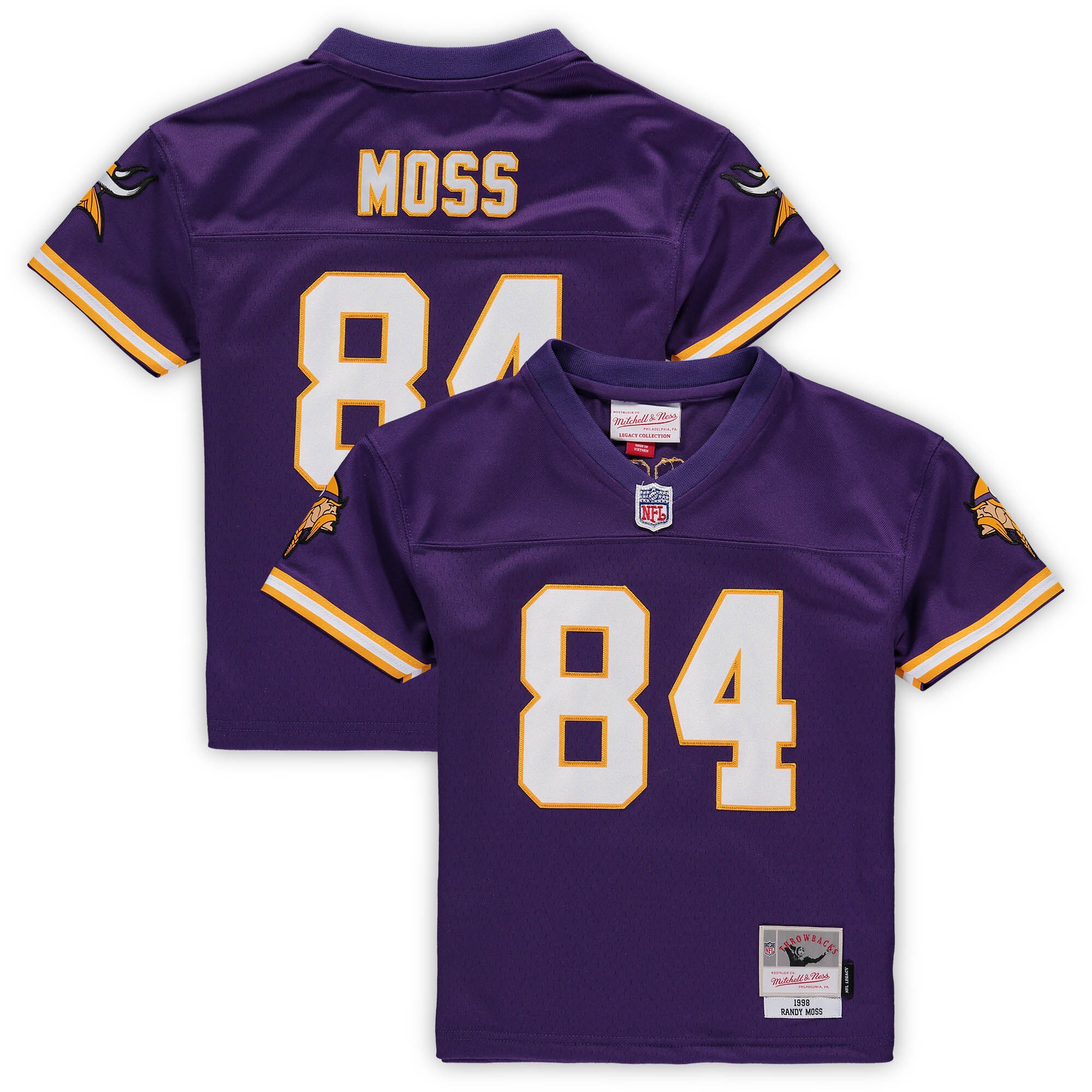 Preschool Minnesota Vikings Randy Moss Mitchell & Ness Purple 1998 Retired Legacy Jersey JS8439 nicesnker