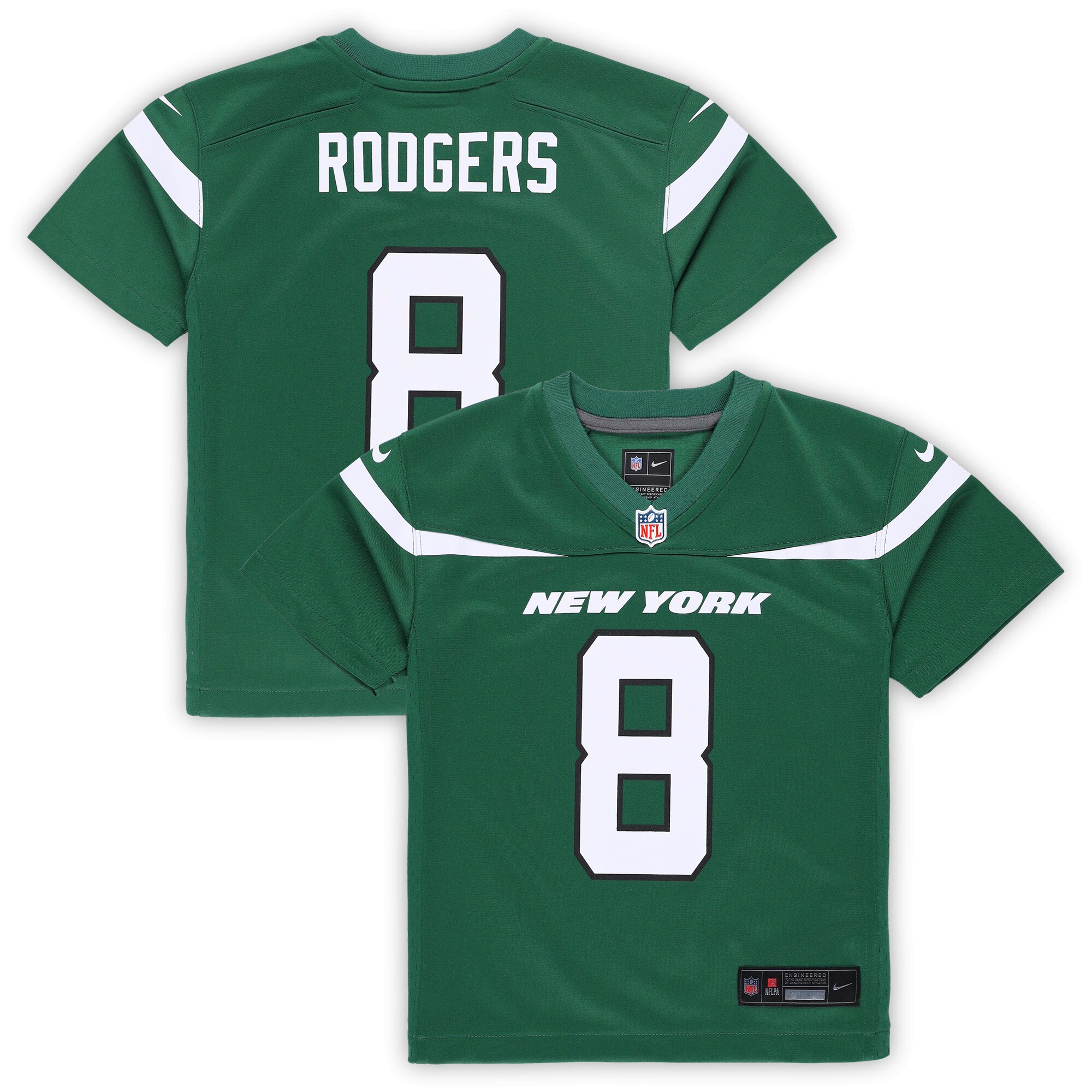 Preschool New York Jets Aaron Rodgers Gotham Green Game Jersey JS1400 nicesnker