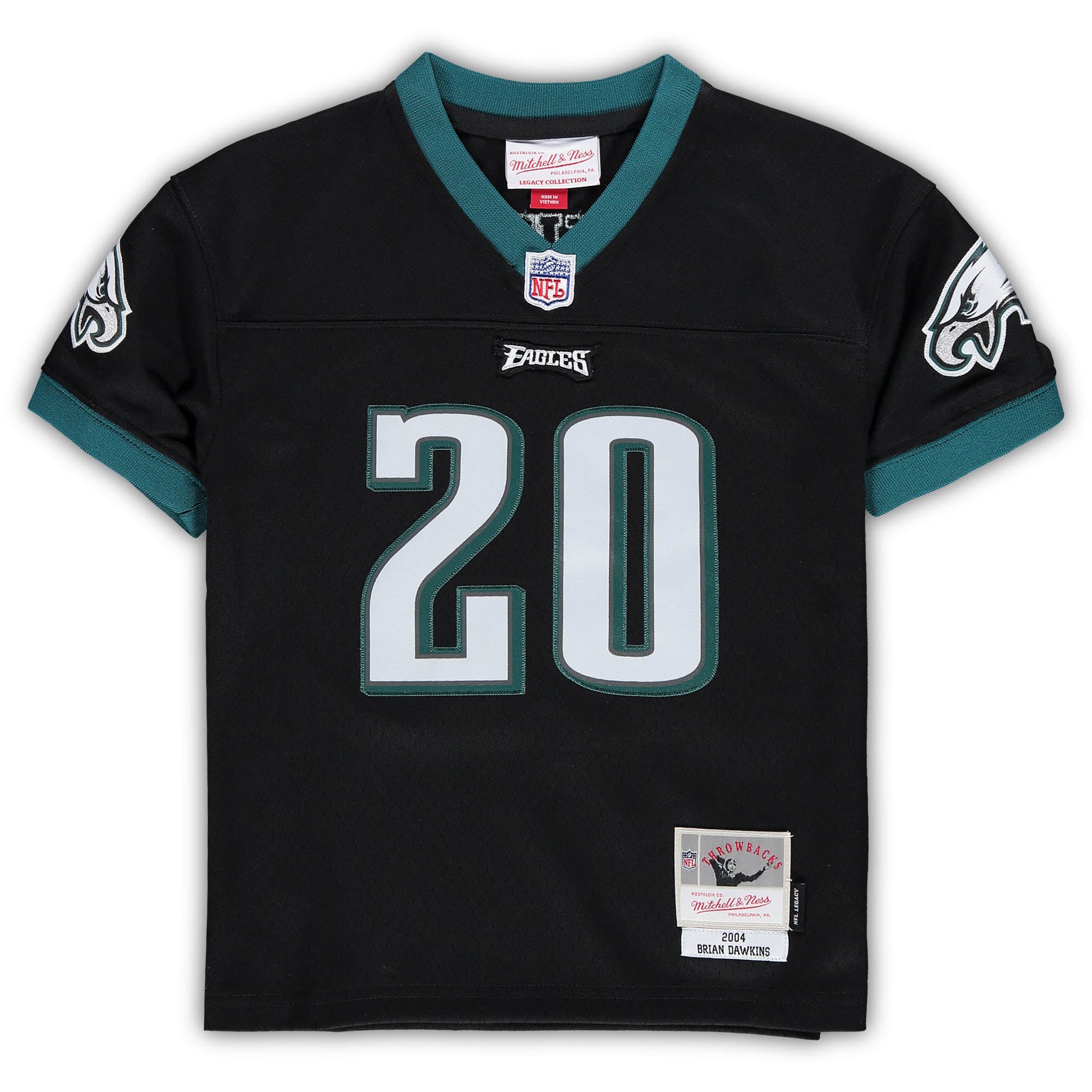 Alternative view of Preschool Philadelphia Eagles Brian Dawkins Mitchell & Ness Black Retired Legacy Jersey JS1205 nicesnker