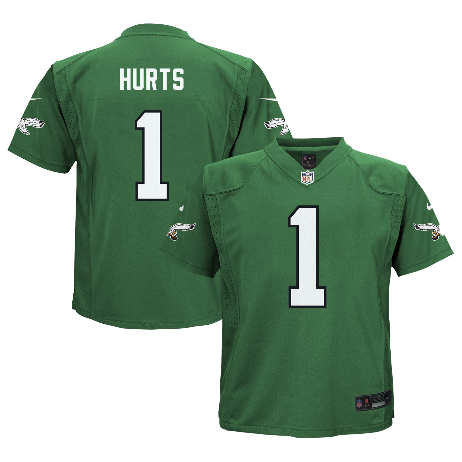 Preschool Philadelphia Eagles Jalen Hurts Kelly Green Game Jersey JS6820 nicesnker