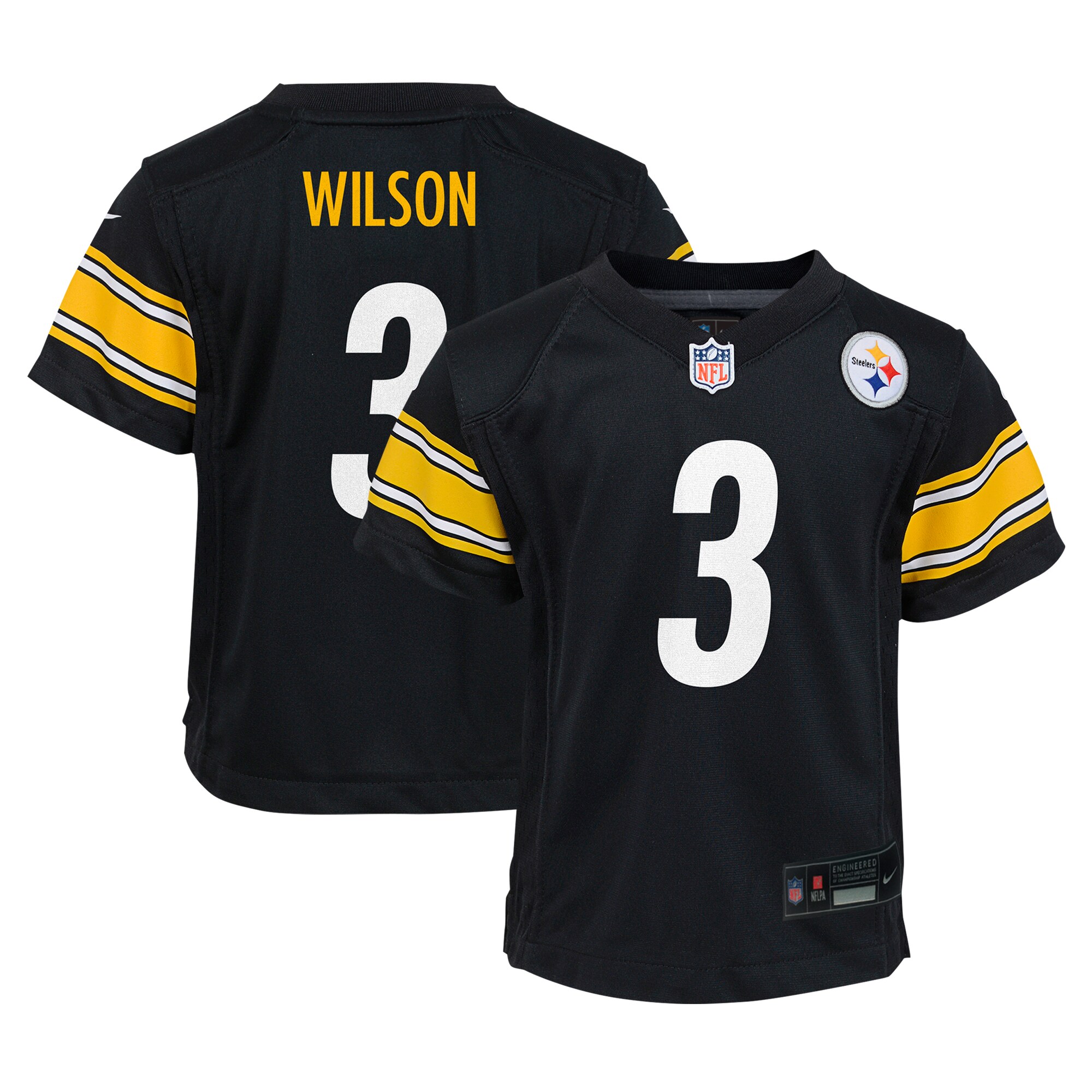 Preschool Pittsburgh Steelers Russell Wilson Black Player Game Jersey JS3721 nicesnker