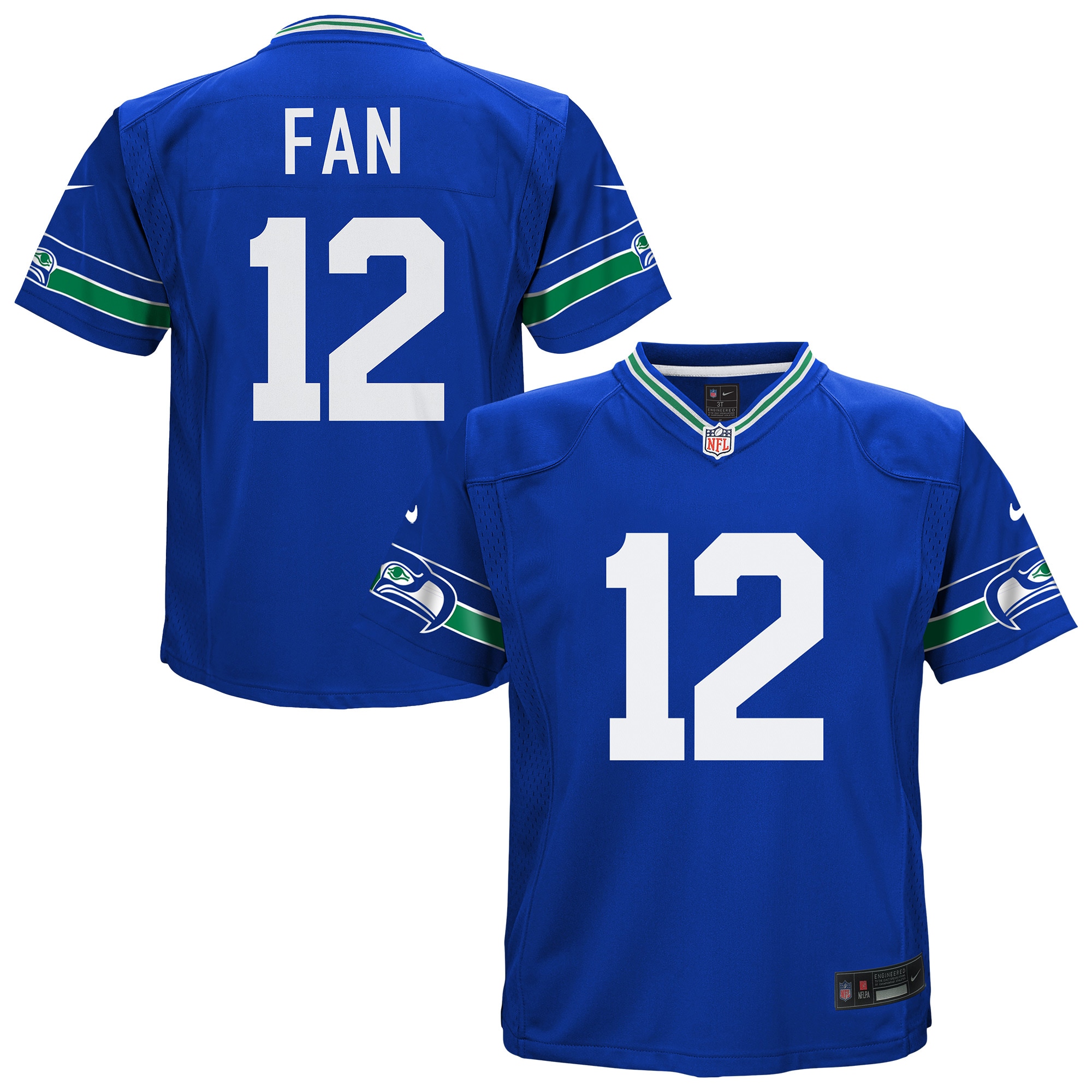 Preschool Seattle Seahawks 12th Fan Royal Alternate Game Jersey JS7131 nicesnker