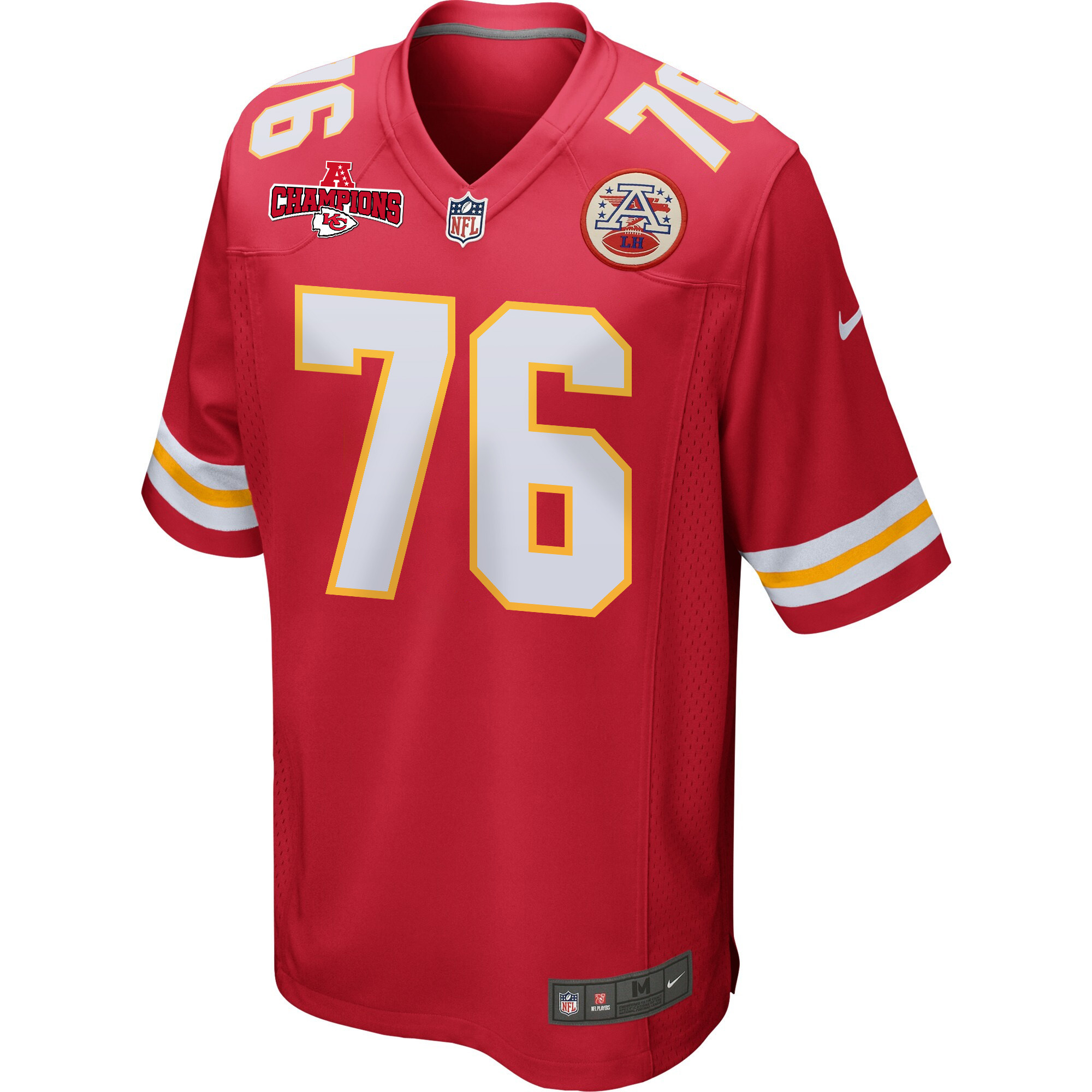 Alternative view of Prince Tega Wanogho 76 Kansas City Chiefs AFC Champions Patch Game Men Jersey - Red JS9351 nicesnker
